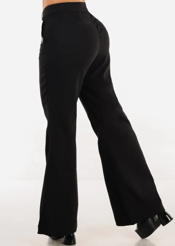 Butt Lift Super High Waist Black Wide Leg Dress Pants sold by Moda