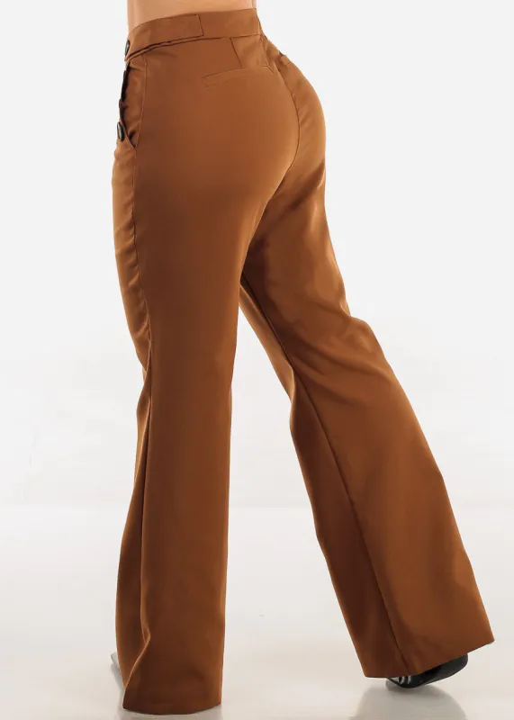 Butt Lift Super High Waist Wide Leg Dress Brown Pants sold by Moda