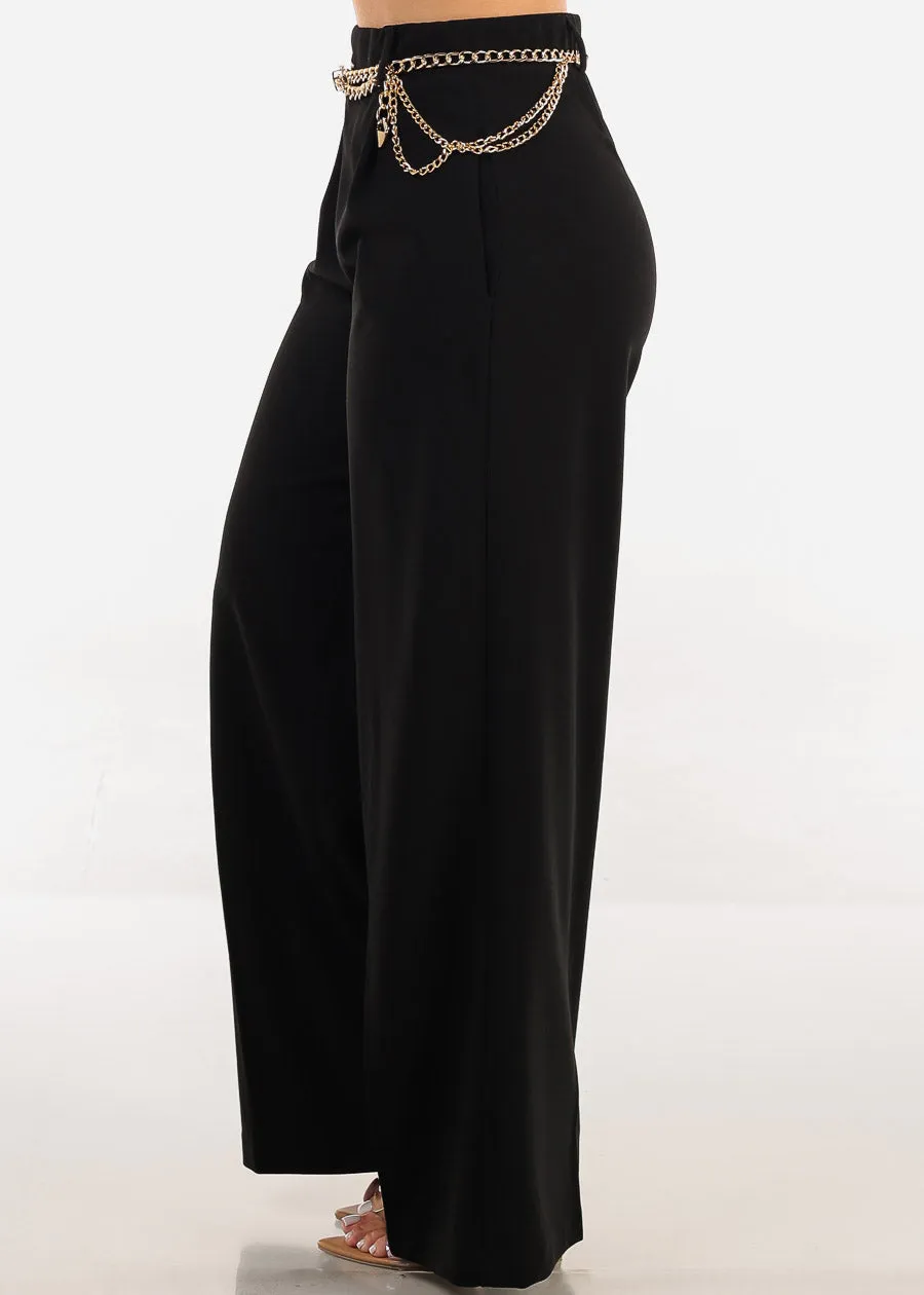 Super High Waist Wide Leg Stretch Dress Black Pants w Belt sold by Moda product image thumbnail 3