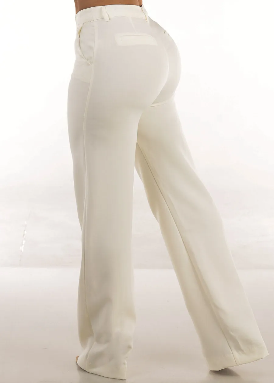 Butt Lift Formal Straight Dress Pants Ivory sold by Moda