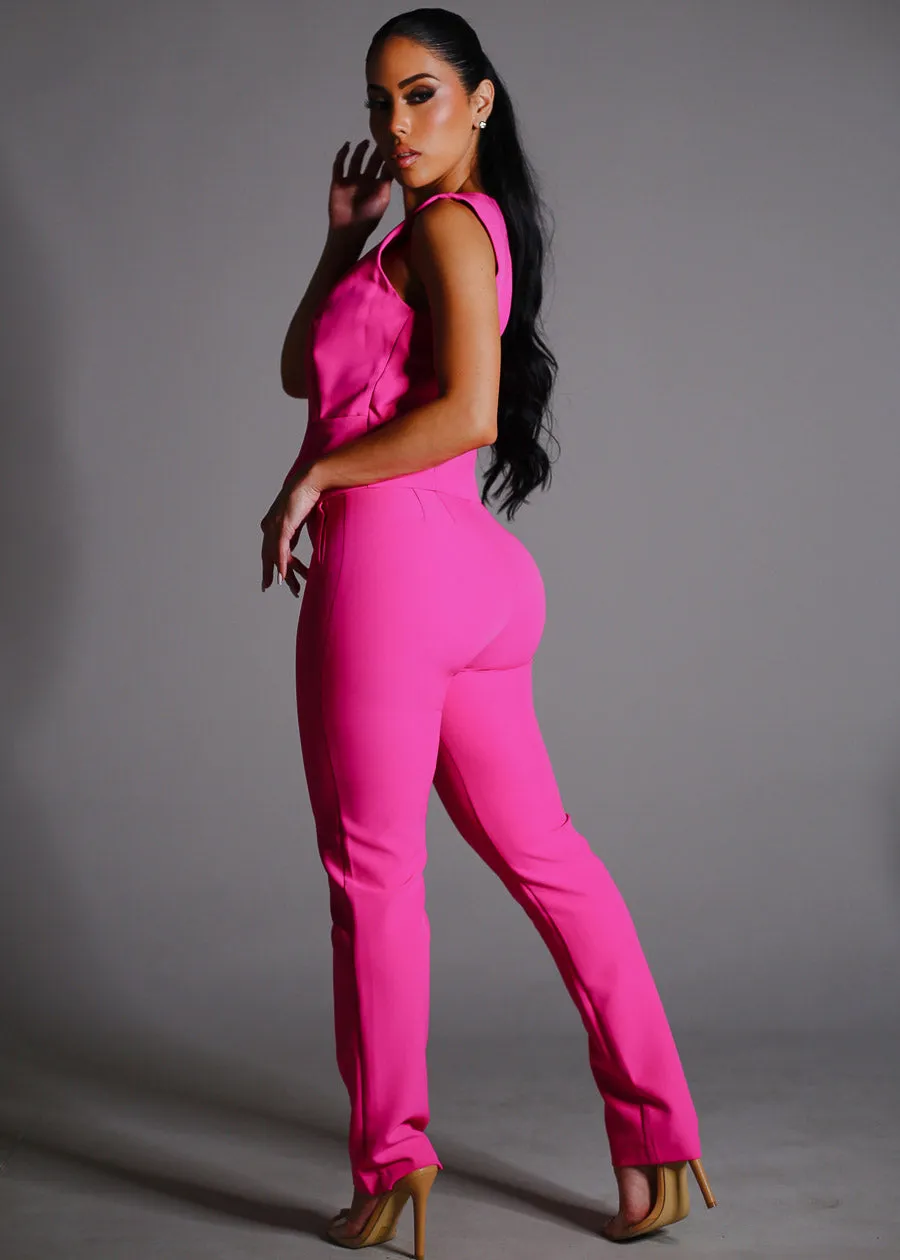 Super High Waist Straight Leg Dressy Pants Hot Pink sold by Moda product image thumbnail 3