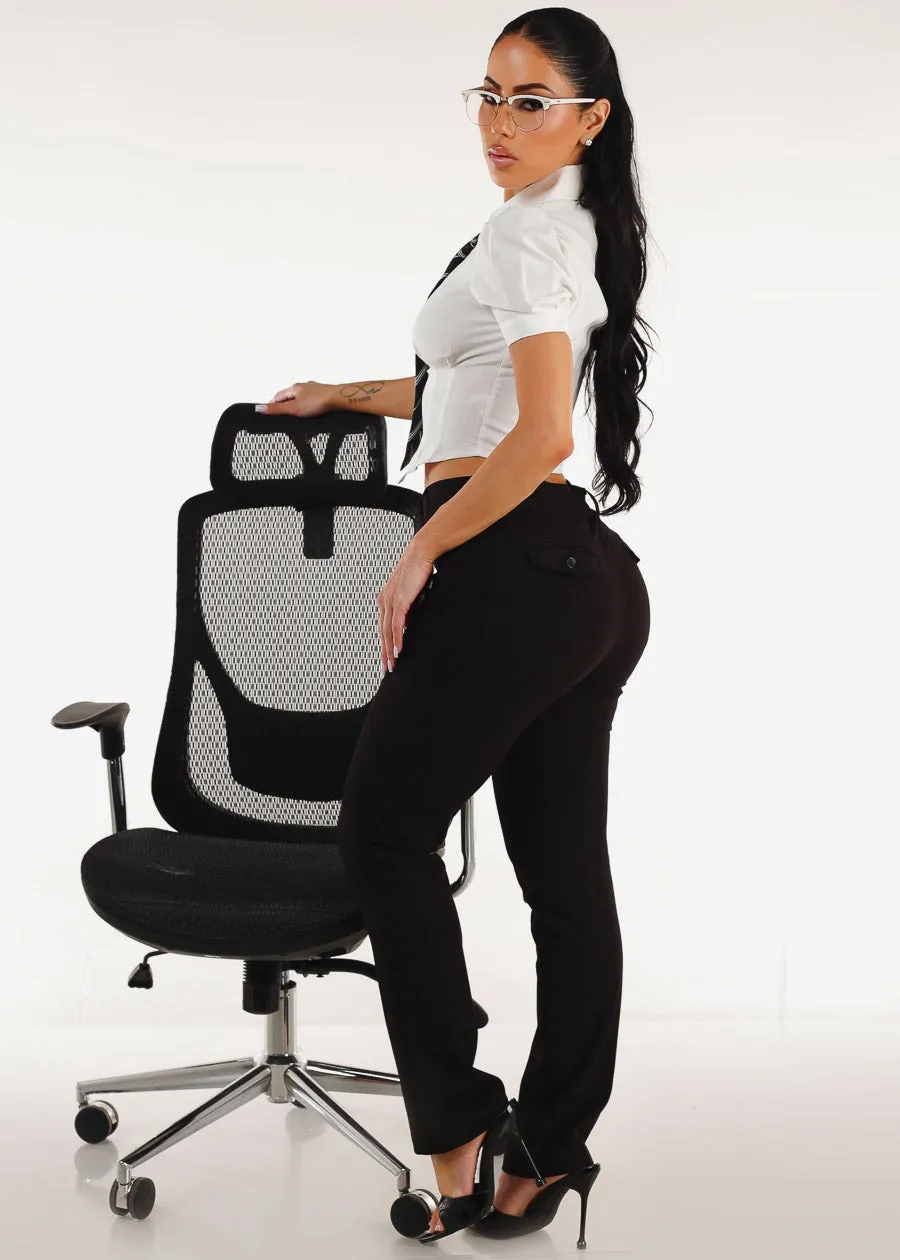 Butt lift Super High Waist Straight Leg Black Dressy Pants sold by Moda product image thumbnail 2