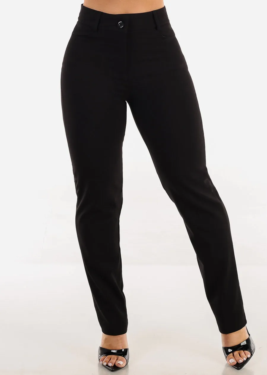 Butt lift Super High Waist Straight Leg Black Dressy Pants sold by Moda product image thumbnail 4