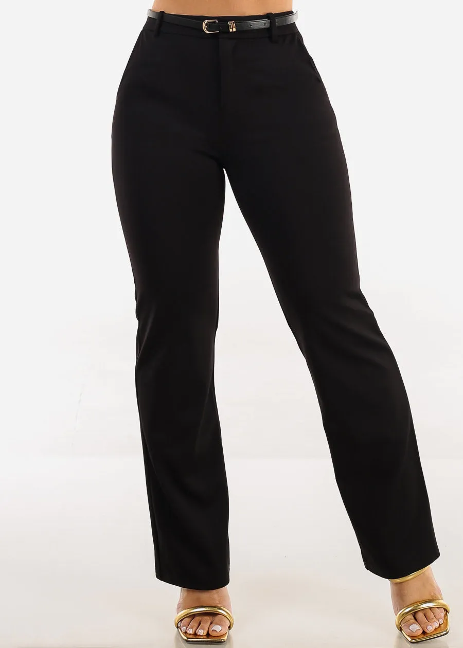 Super High Waist Straight Leg Stretchy Dress Black Pants sold by Moda