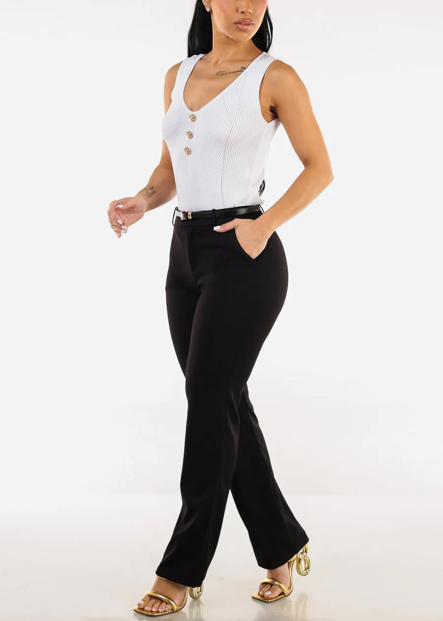 Super High Waist Straight Leg Stretchy Dress Black Pants sold by Moda product image thumbnail 2