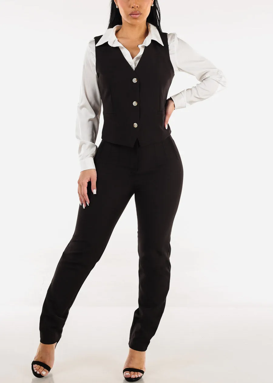 Black Super High Waist Straight Leg Dressy Pants sold by Moda product image thumbnail 2