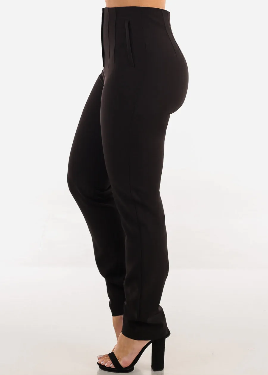 Black Super High Waist Straight Leg Dressy Pants sold by Moda product image thumbnail 3