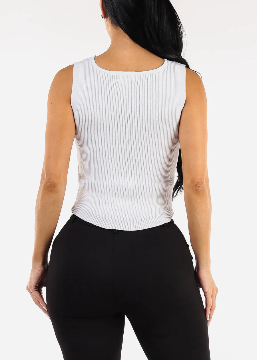 Sleeveless Scoop Neck Rib Knit White Top sold by Moda product image thumbnail 4