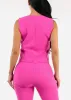 Sleeveless Vneck Button Up Dressy Vest Hot Pink sold by Moda