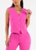 Sleeveless Vneck Button Up Dressy Vest Hot Pink sold by Moda