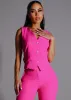 Sleeveless Vneck Button Up Dressy Vest Hot Pink sold by Moda
