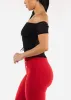 Black Off Shoulder Ruched Crop Top sold by Moda