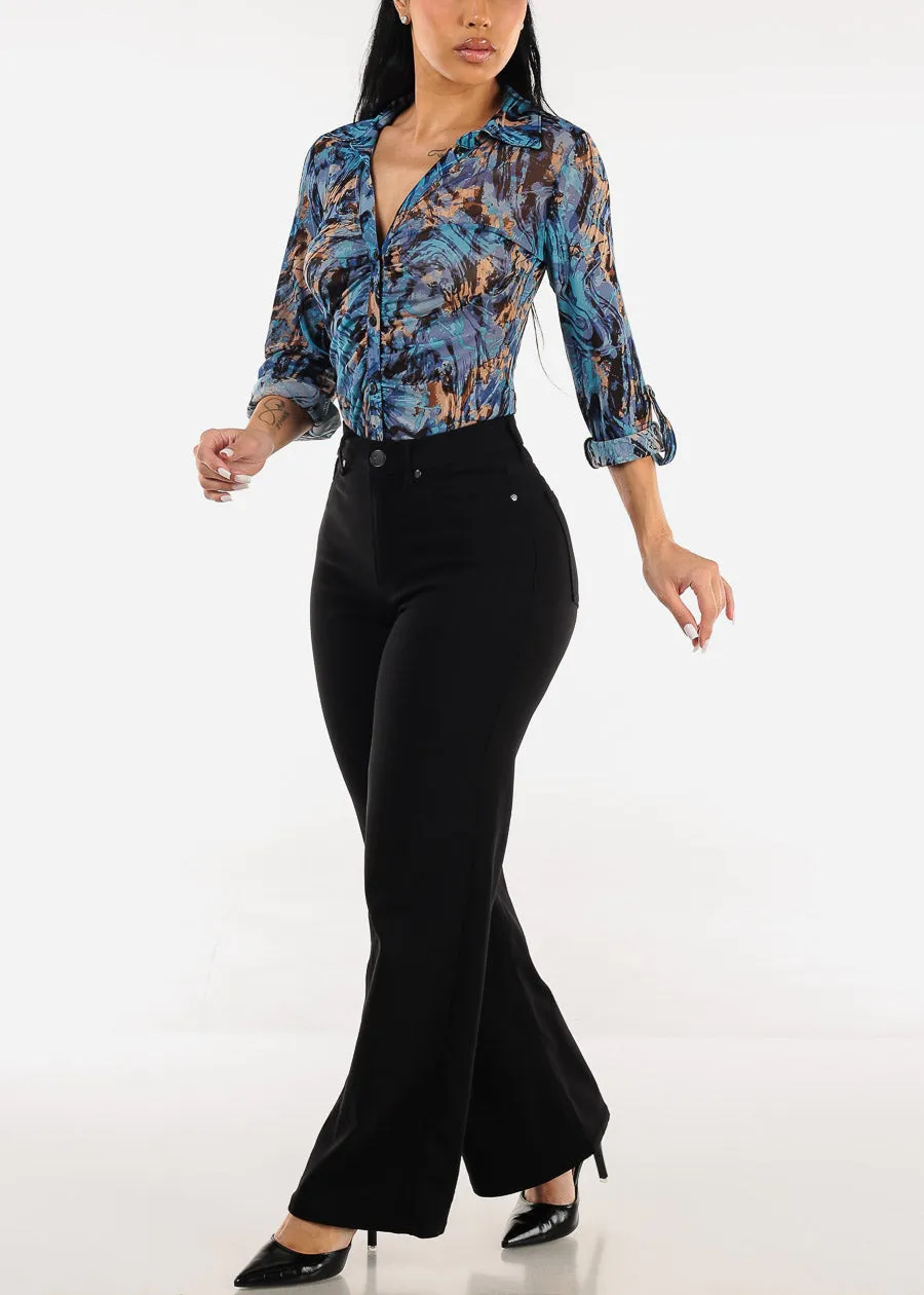 Black High Waist Hyper Stretch Wide Leg Pants sold by Moda product image thumbnail 2