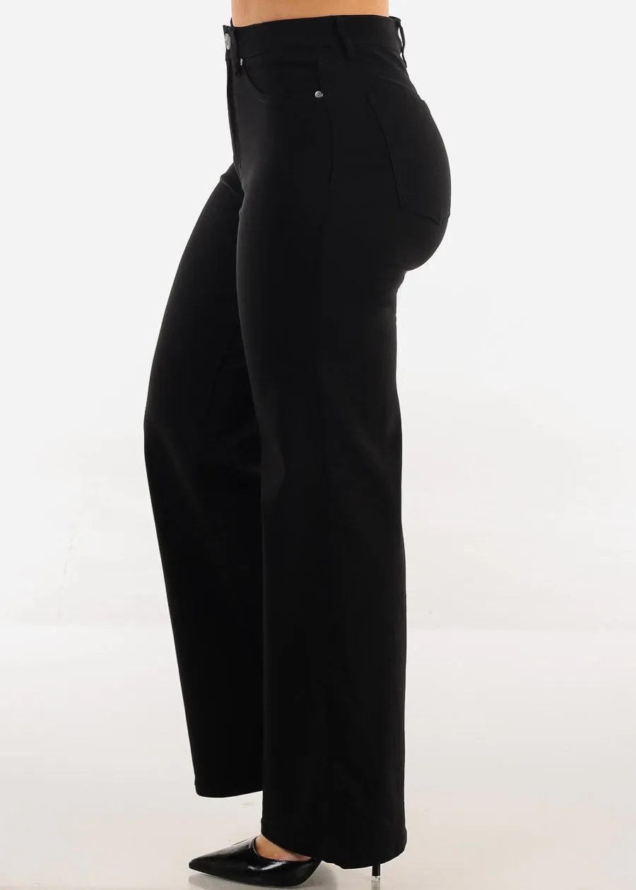 Black High Waist Hyper Stretch Wide Leg Pants sold by Moda product image thumbnail 3