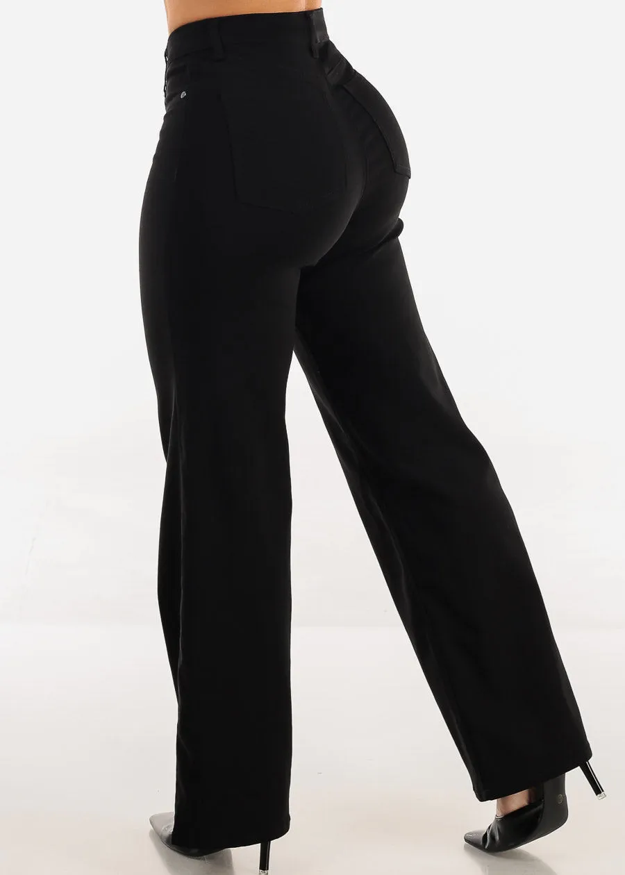 Black High Waist Hyper Stretch Wide Leg Pants sold by Moda product image thumbnail 4