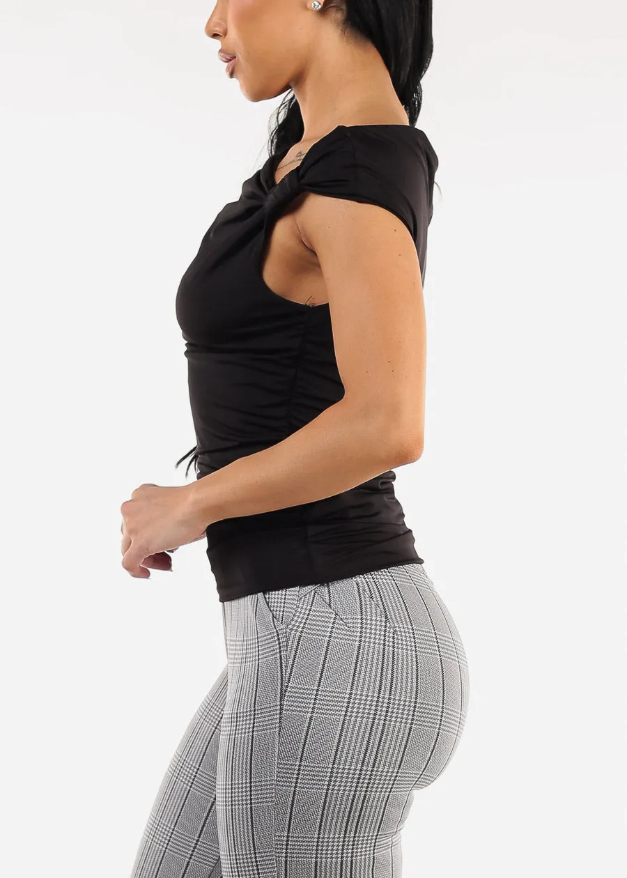 Black Sleeveless Asymmetrical Neckline Blouse sold by Moda product image thumbnail 3