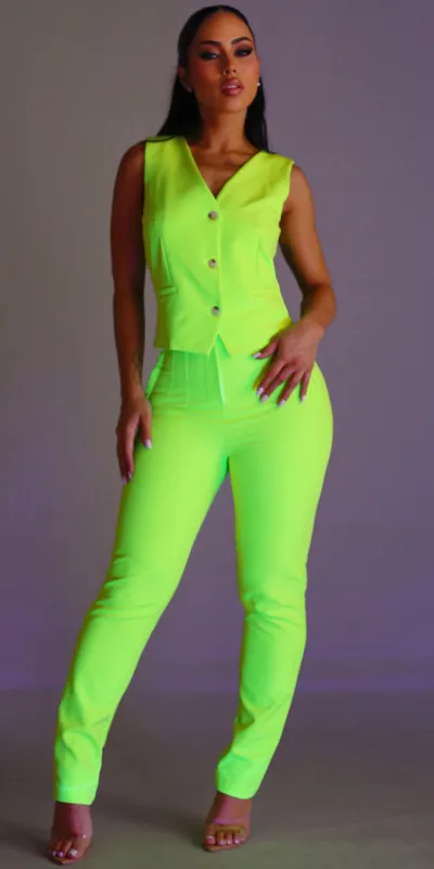 Lime Vest Dressy Pants Combo sold by Moda
