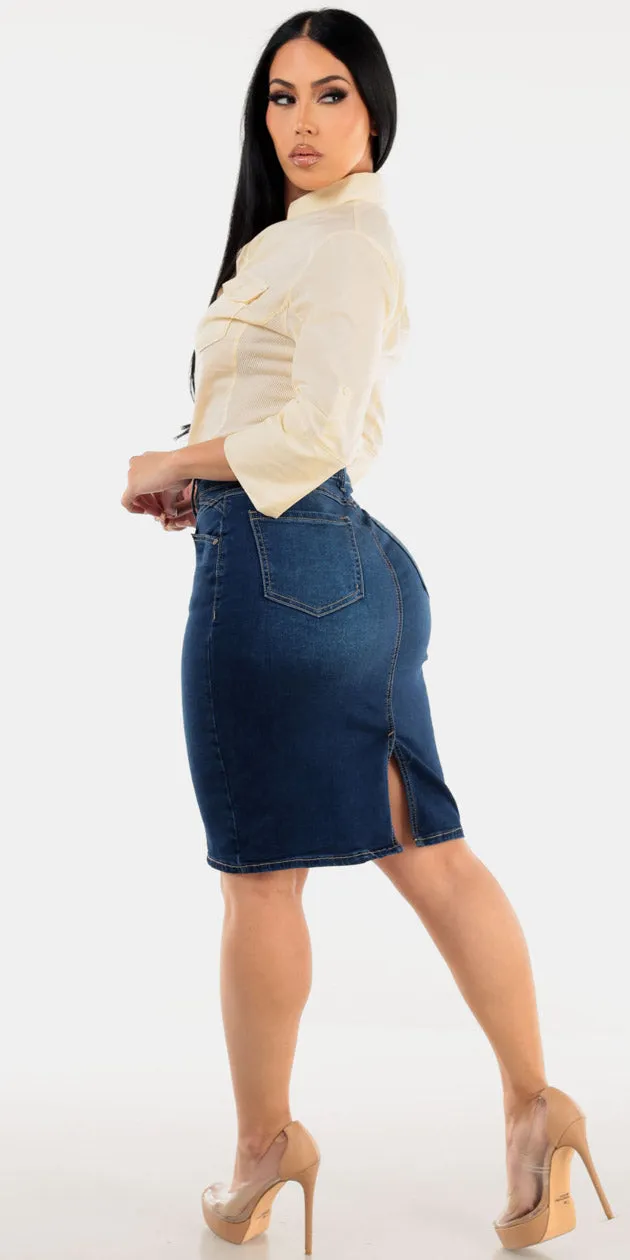 Collared Shirt Denim Pencil Look sold by Moda product image thumbnail 2