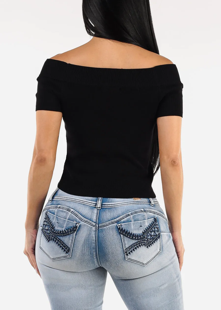 Off Shoulder Stretchy Top Black sold by Moda product image thumbnail 5