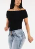 Off Shoulder Stretchy Top Black sold by Moda