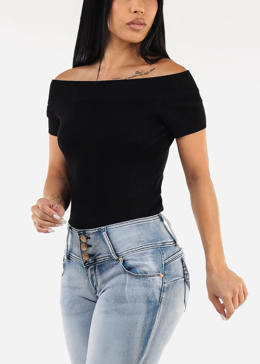 Off Shoulder Stretchy Top Black sold by Moda product image thumbnail 3