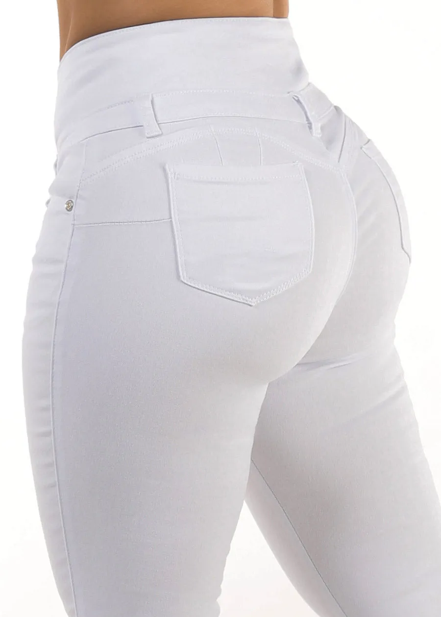 Butt Lift Super High Waist White Stretch Skinny Jeans sold by Moda