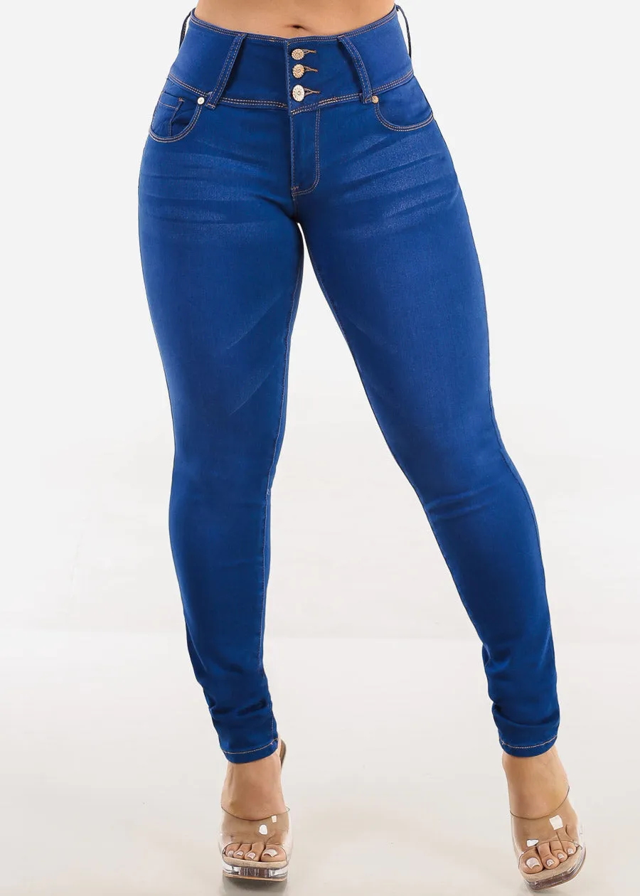 Butt Lift Mid Rise Blue Stretch Skinny Jeans sold by Moda product image thumbnail 3