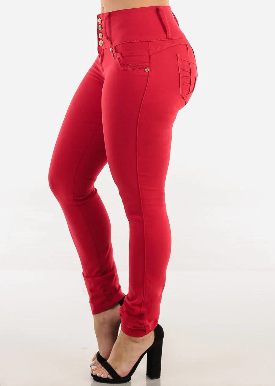 Butt Lift Mid Rise Stretch Skinny Jeans Red sold by Moda product image thumbnail 4