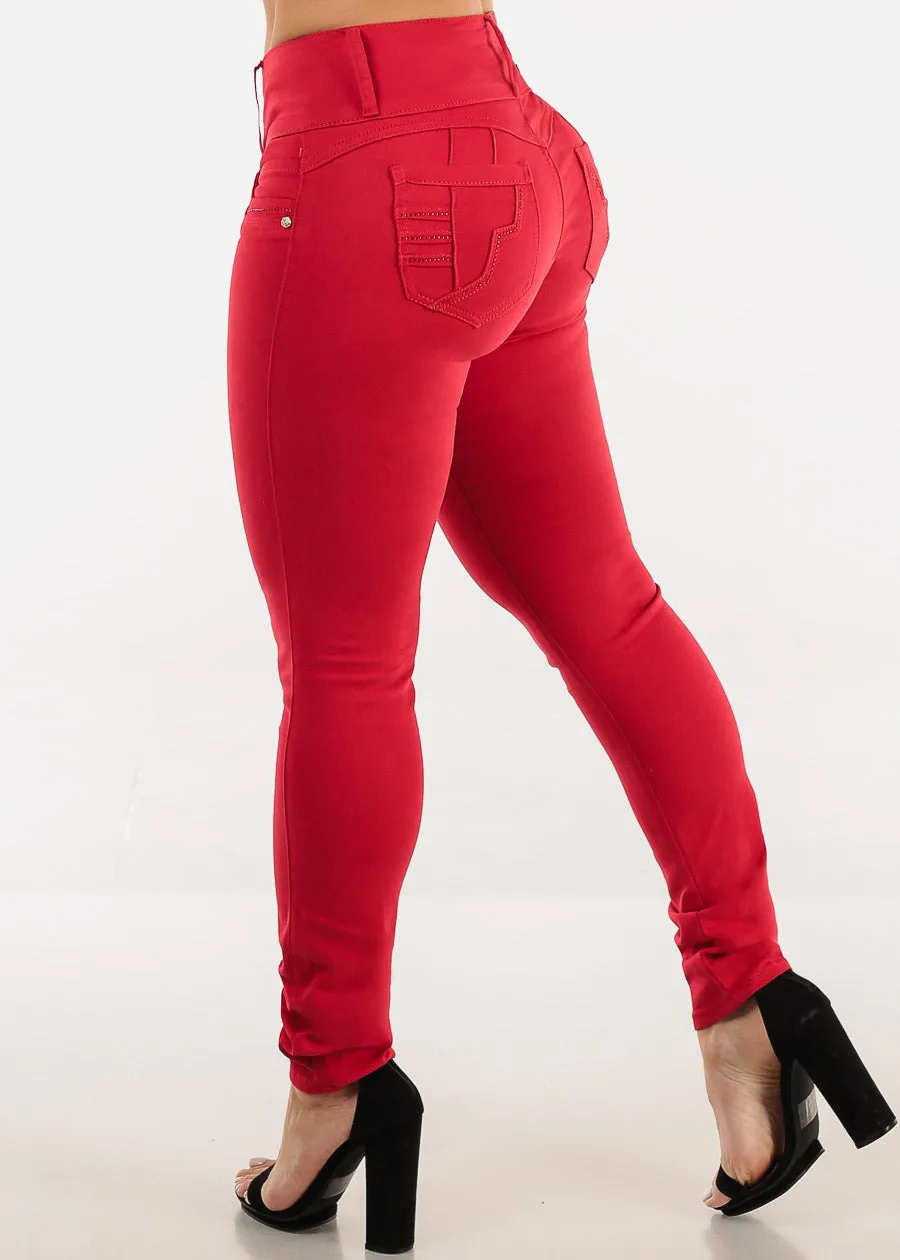 Butt Lift Mid Rise Stretch Skinny Jeans Red sold by Moda product image thumbnail 5