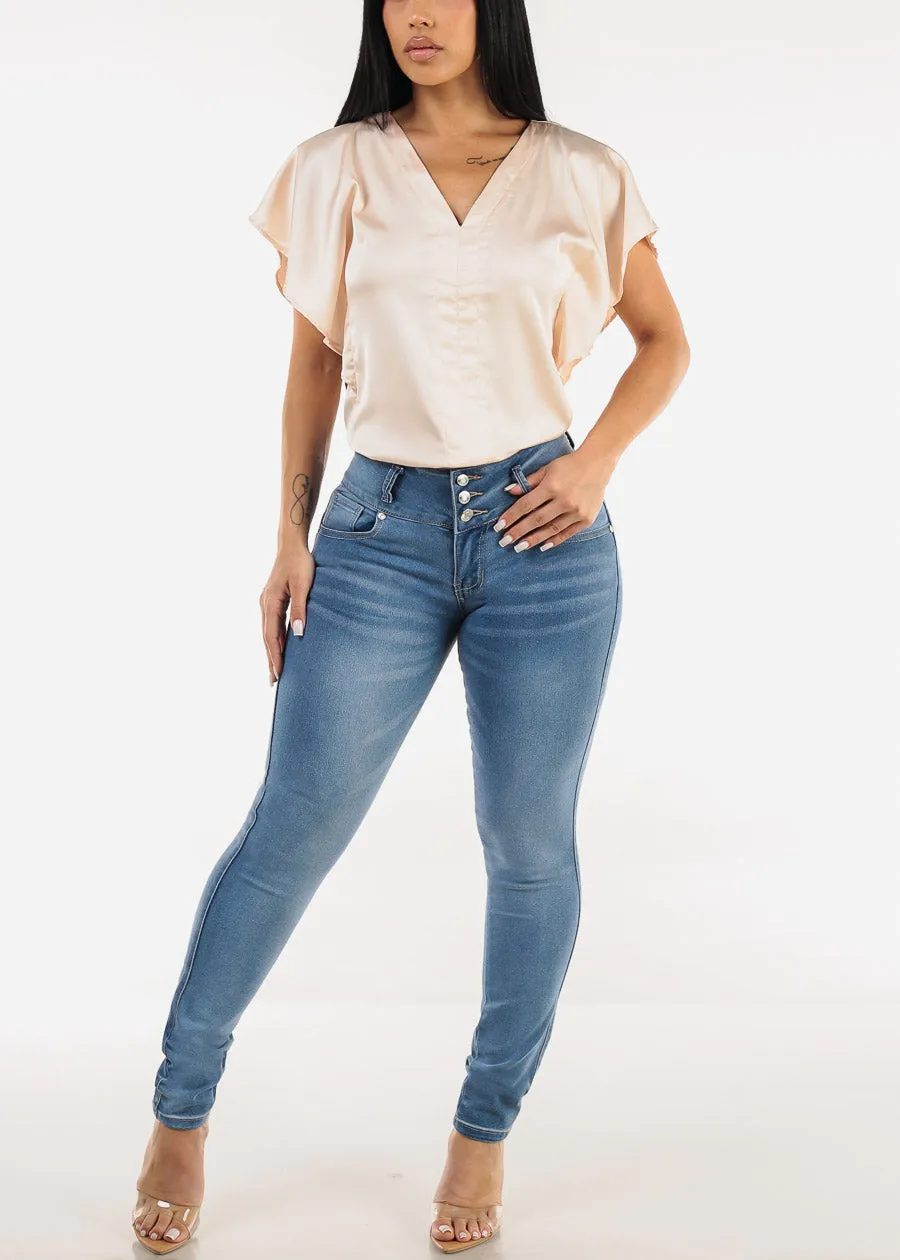Butt Lift Mid Rise Stretch Skinny Jeans Light Blue sold by Moda product image thumbnail 2