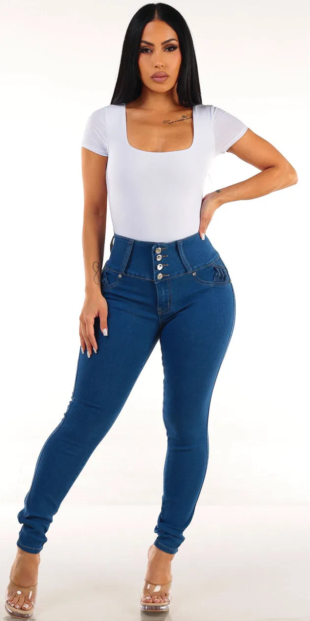 White Butt Lift Skinnies Outfit sold by Moda