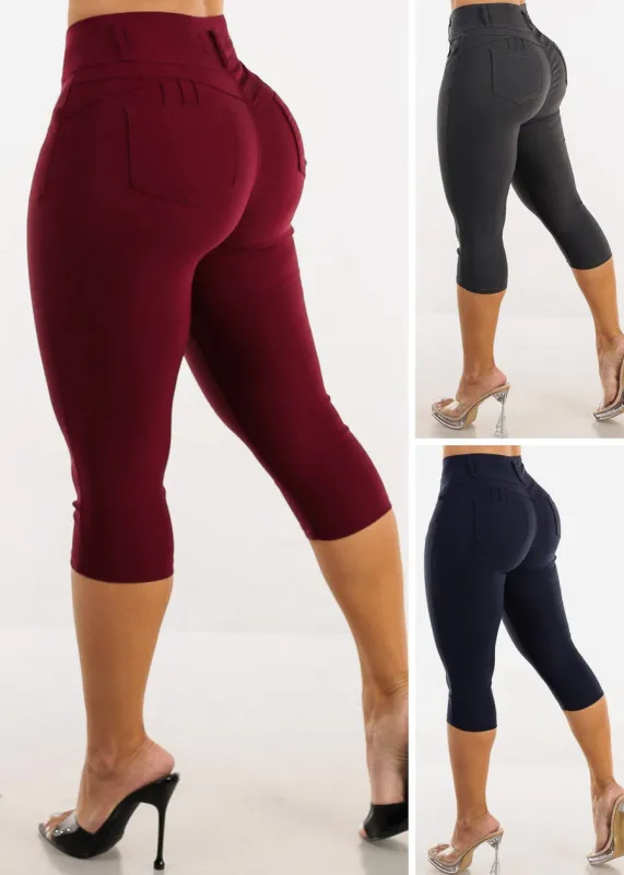 MX Jeans Hyper Stretch Butt Lifting High Waist Capris (3 Pack) sold by Moda