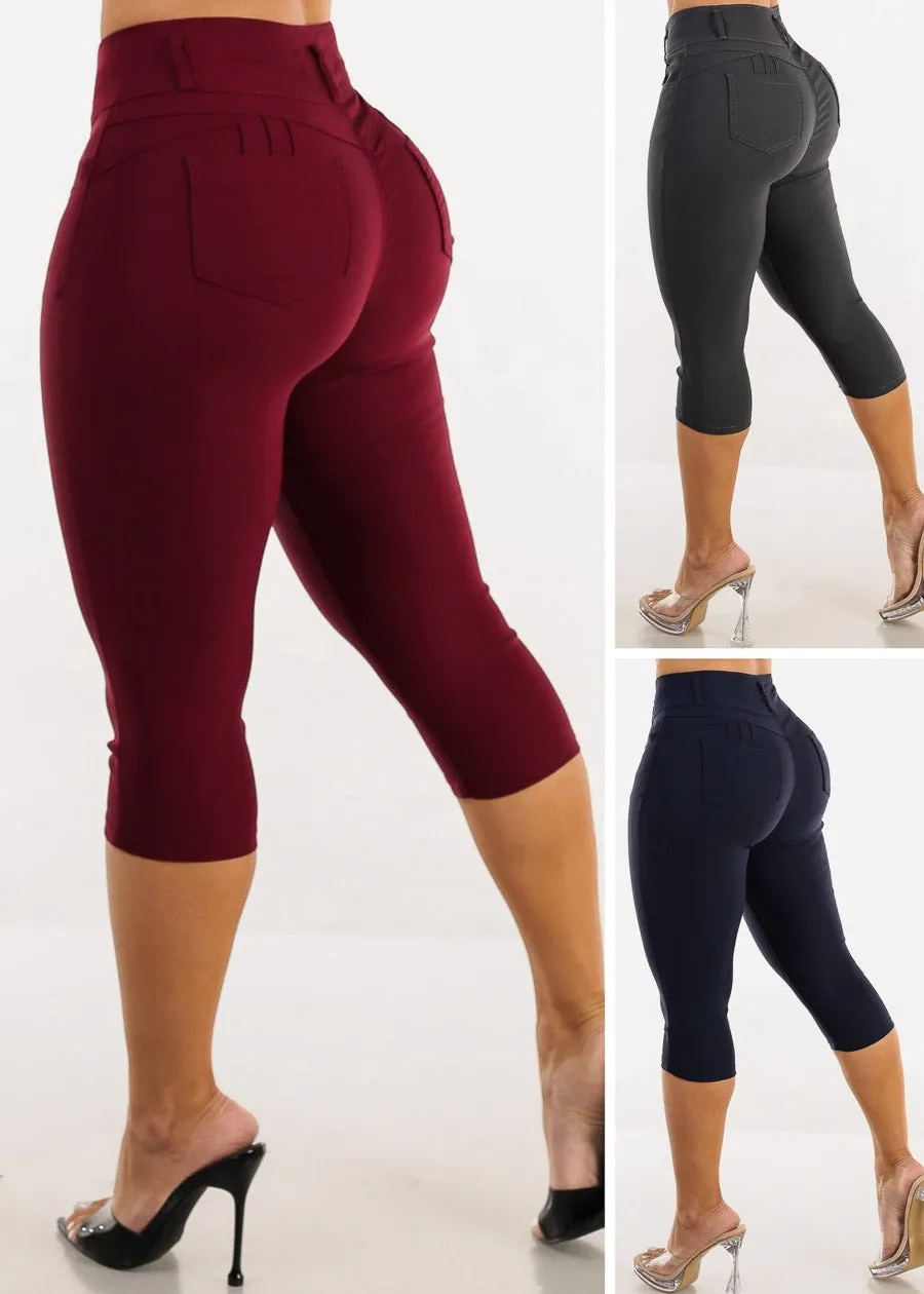 MX Jeans Hyper Stretch Butt Lifting High Waist Capris (3 Pack) sold by Moda