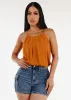 Sleeveless Polka Dot Pleated Blouse Mustard sold by Moda
