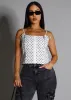 Sleeveless Square Neck Polka Dot Top White sold by Moda
