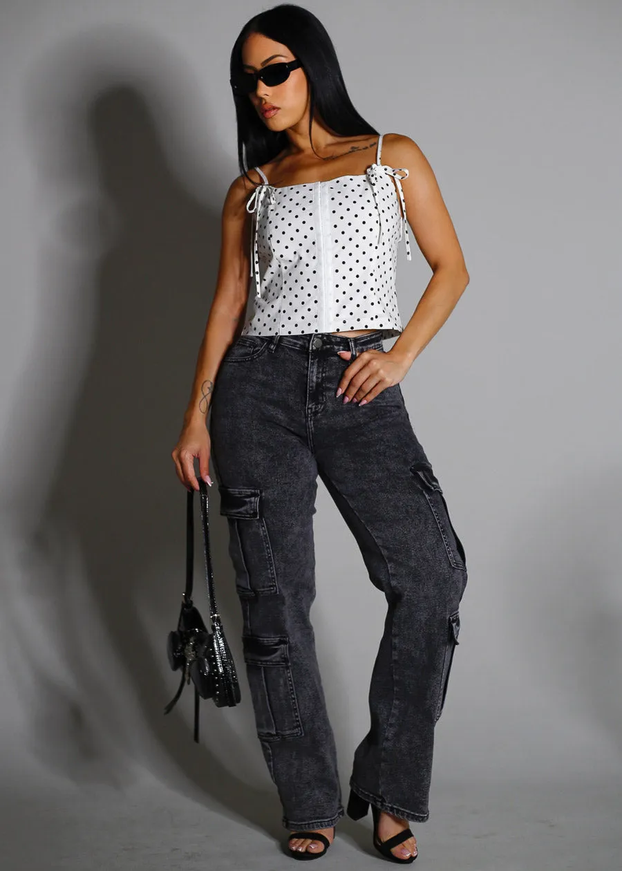 Sleeveless Square Neck Polka Dot Top White sold by Moda product image thumbnail 2