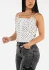 Sleeveless Square Neck Polka Dot Top White sold by Moda