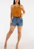 Butt Lift High Waist Stretch Cargo Denim Shorts Dark Acid Wash sold by Moda