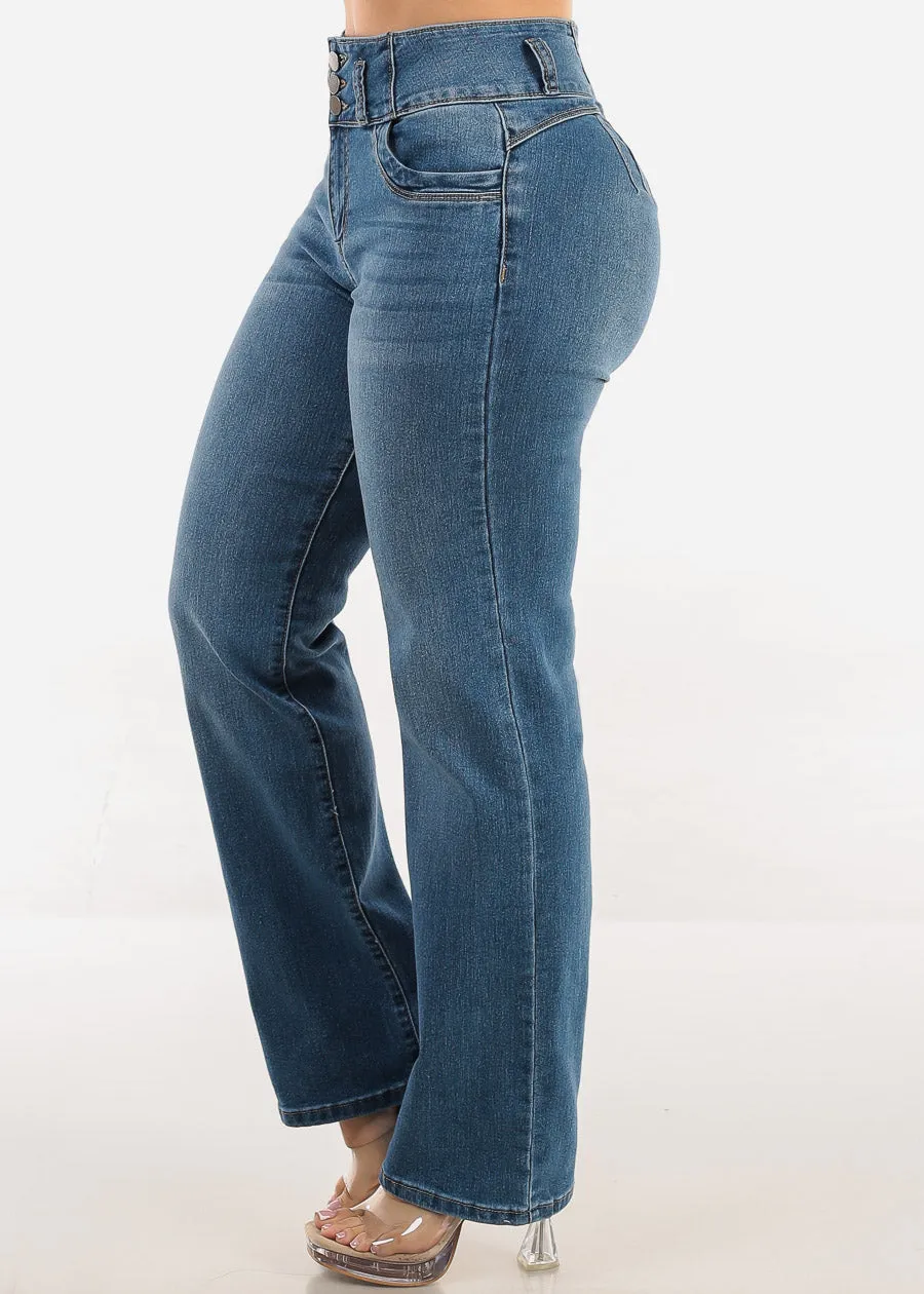 Butt Lift High Waist Stretch Straight Leg Jeans Med Blue sold by Moda product image thumbnail 5
