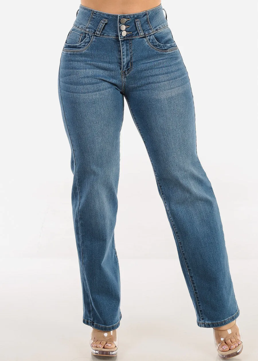 Butt Lift High Waist Stretch Straight Leg Jeans Med Blue sold by Moda product image thumbnail 4