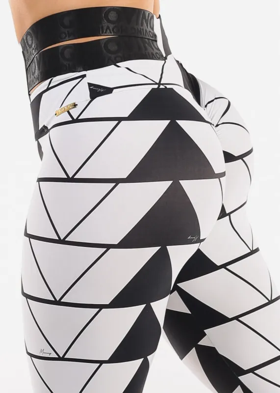 MADE IN BRAZIL Butt Lift Scrunch Leggings Printed B&W sold by Moda