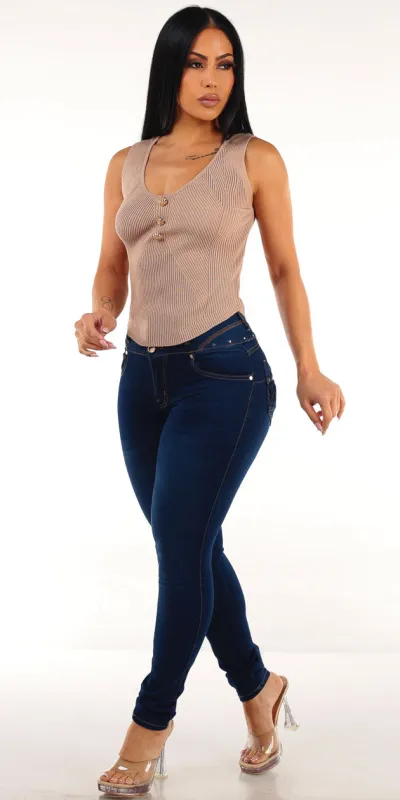 Beige Levantacola Skinnies Outfit sold by Moda