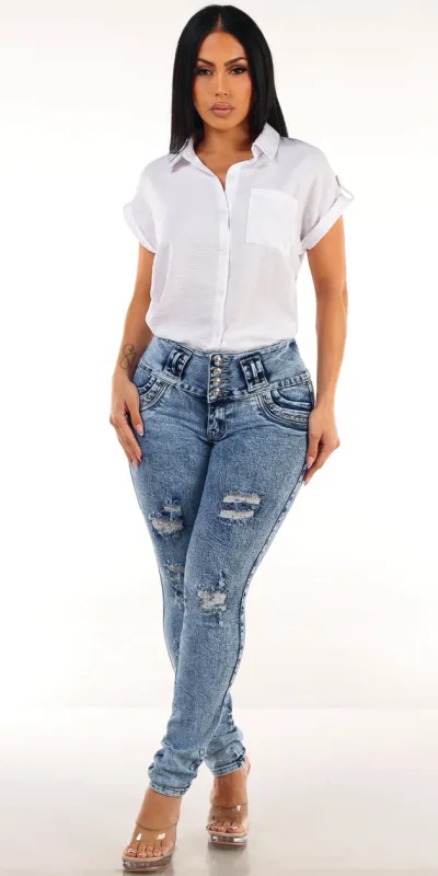 White Levantacola Skinnies Outfit sold by Moda