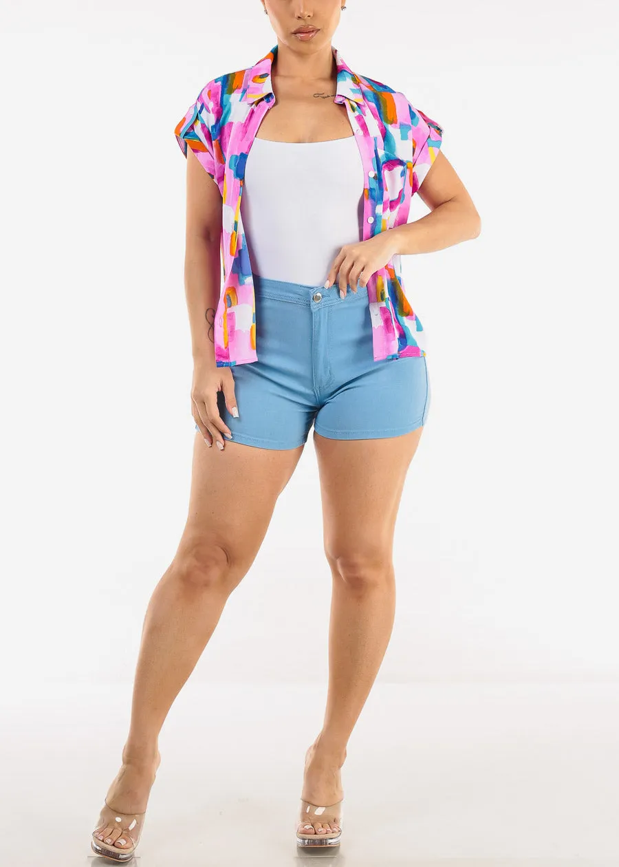 High Waist Hyper Stretch Shorts Blue sold by Moda product image thumbnail 2