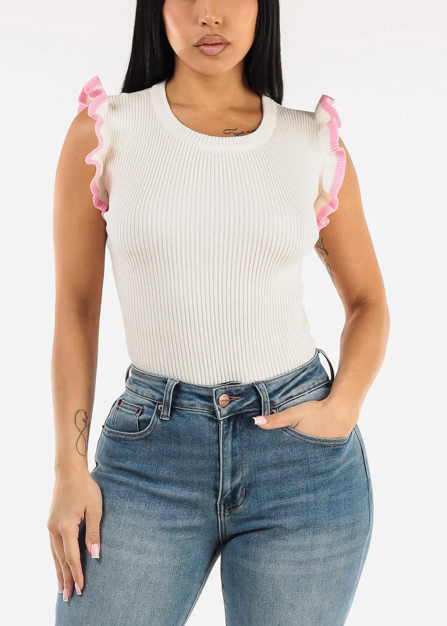 Ruffle Sleeves Sweater Blouse Cream sold by Moda product image thumbnail 5