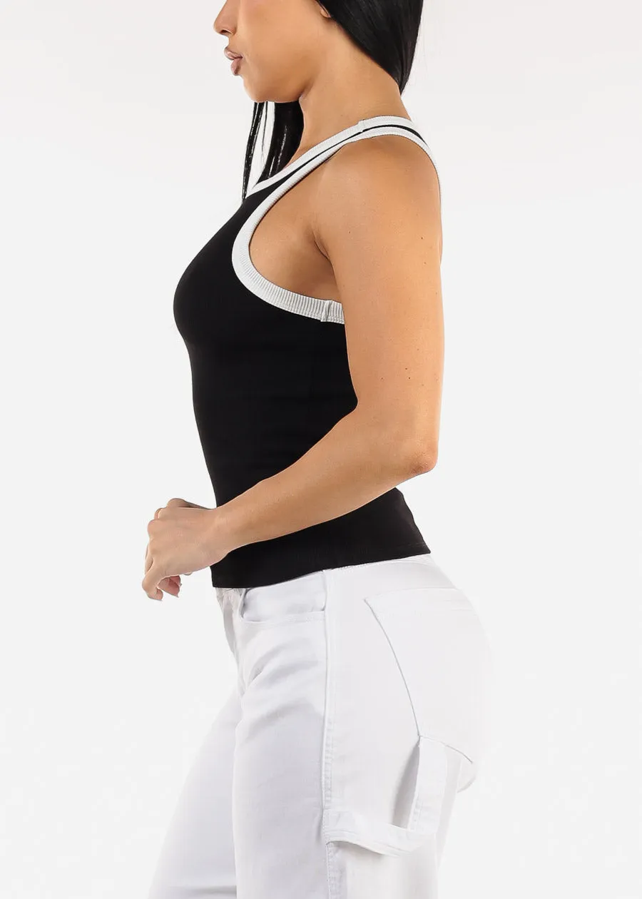 Stretchy Sleeveless Racerback Ribbed Top Black sold by Moda product image thumbnail 3