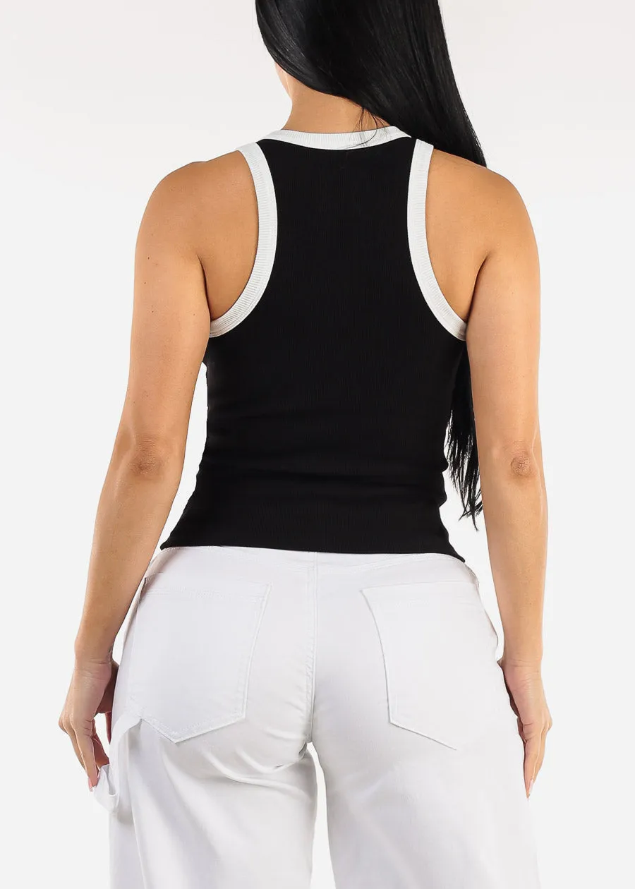 Stretchy Sleeveless Racerback Ribbed Top Black sold by Moda product image thumbnail 4
