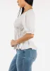 Short Sleeve Vneck White Blouse w Shirring Detail sold by Moda