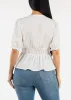 Short Sleeve Vneck White Blouse w Shirring Detail sold by Moda