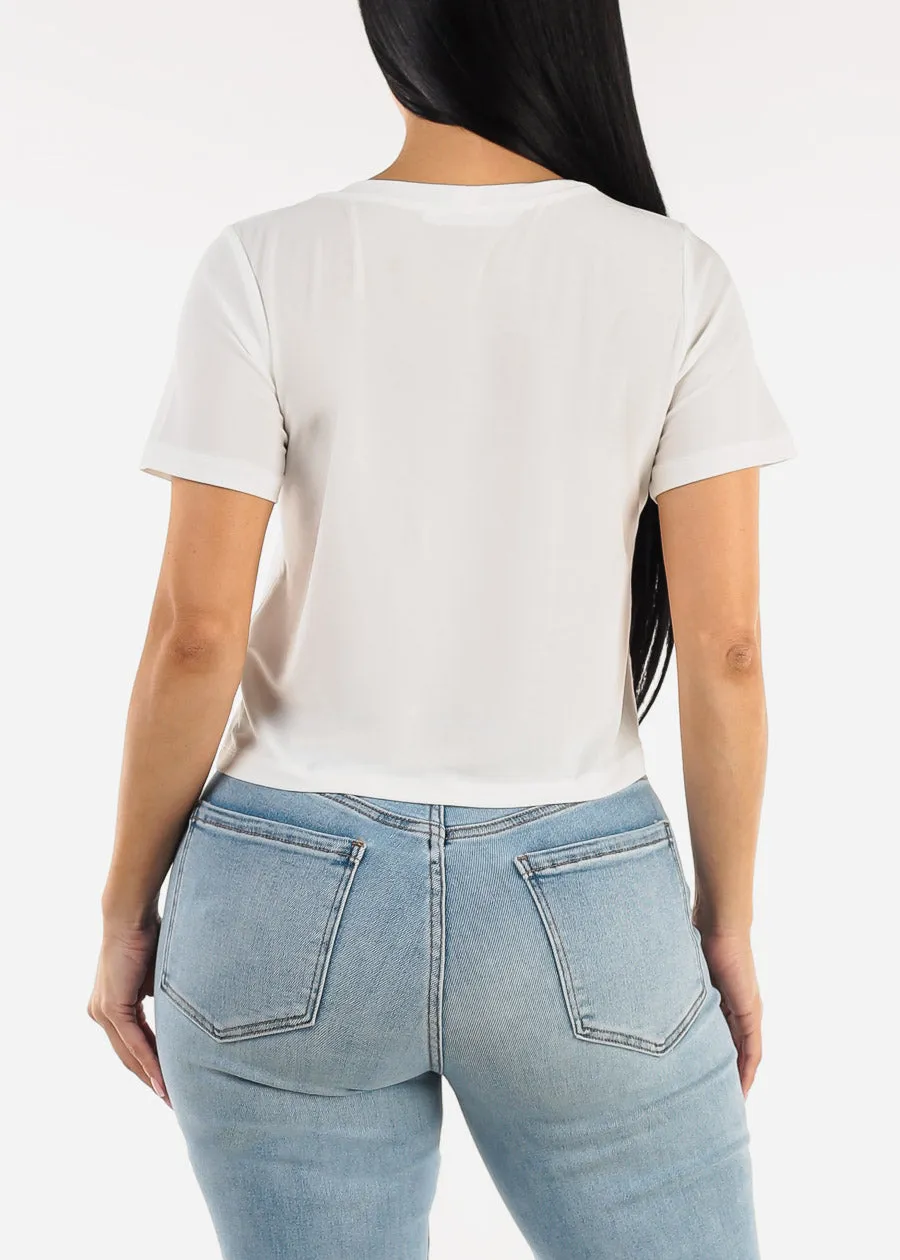 Stretchy Short Sleeve Crewneck Top White sold by Moda product image thumbnail 4